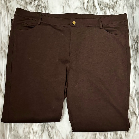 Michael Michael Kors Womens Sz 20 Brown Knit Pants Zip Gold Tone Hardware Fall - Picture 1 of 5